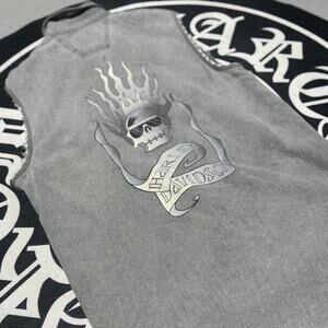 Grey Harley Davidson Flame Skull Fire Sleeveless Biker Vest
